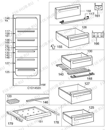 Взрыв-схема холодильника Electrolux EU7706C - Схема узла C10 Interior